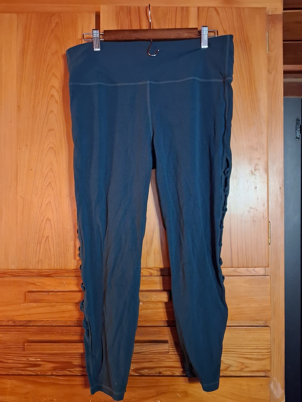 Athleta Dark Teal Athletic Leggings with Side Lace Detail